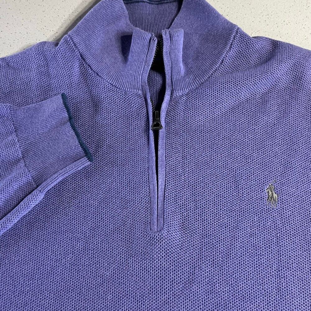 Polo Ralph Lauren Purple Pima Cotton 1/4 Zip T Sz. XL
